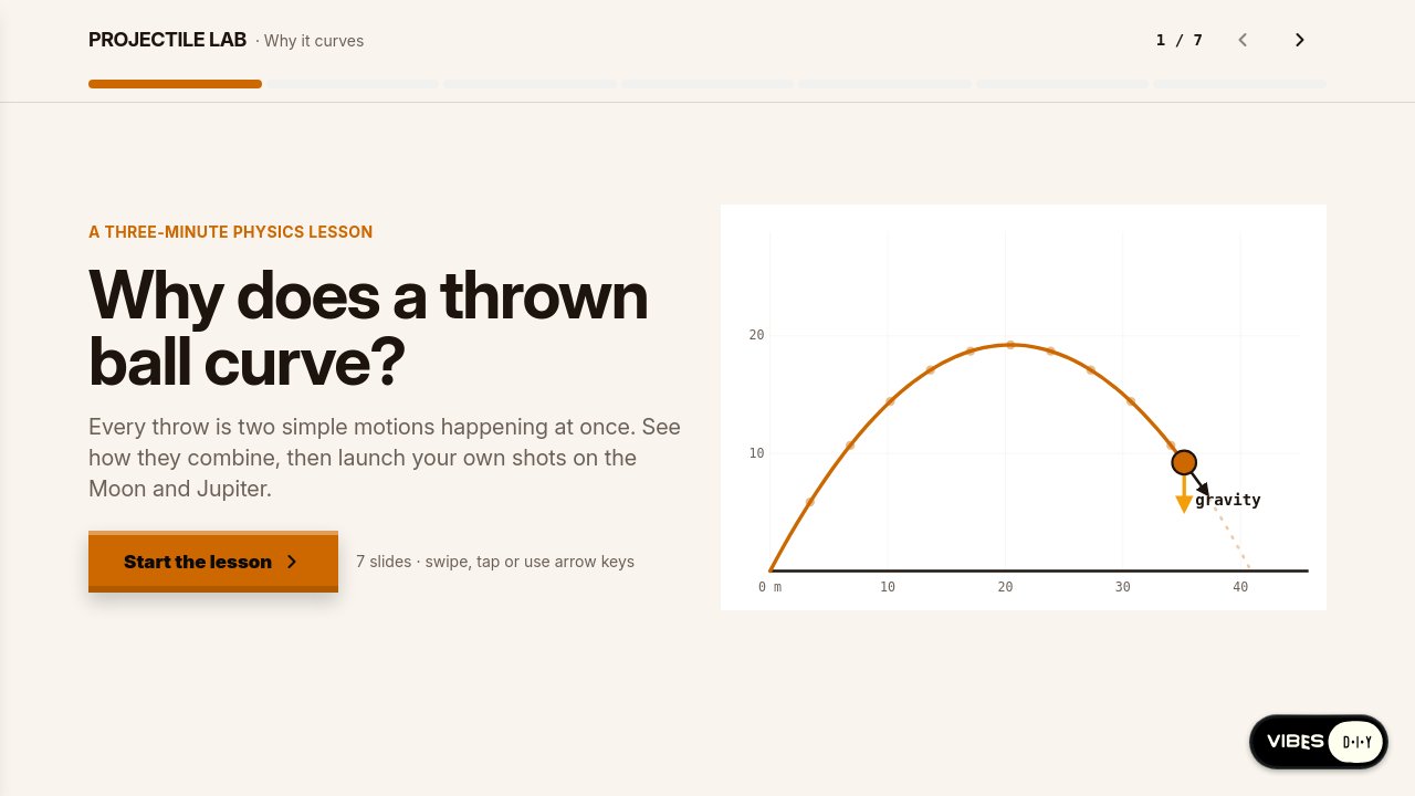 Screenshot of Projectile Lab